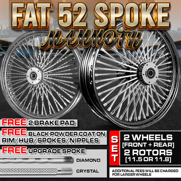 [SALE-SEP] FAT 52 SPOKE WHEELS+2 ROTORS+BLACK POWDER COAT+UPGRADE SPOKE