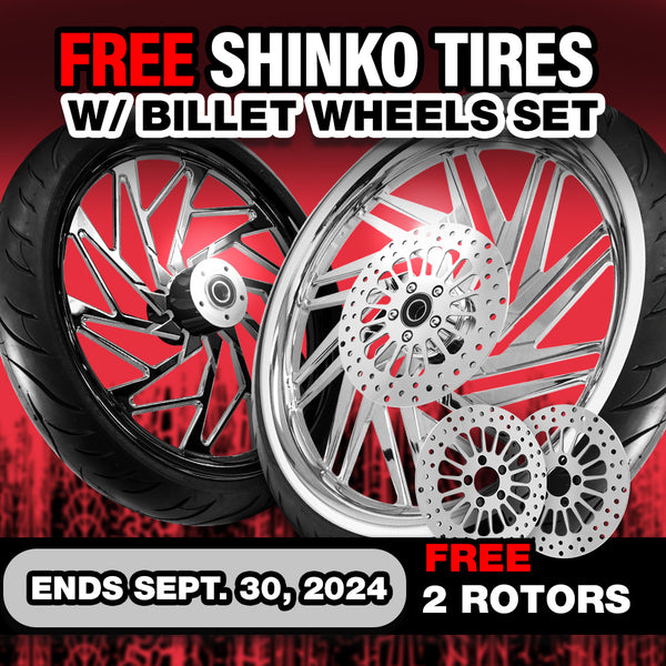 [SALE-SEP] BILLET WHEELS SET+FREE 2 ROTORS+FREE SHINKO TIRES