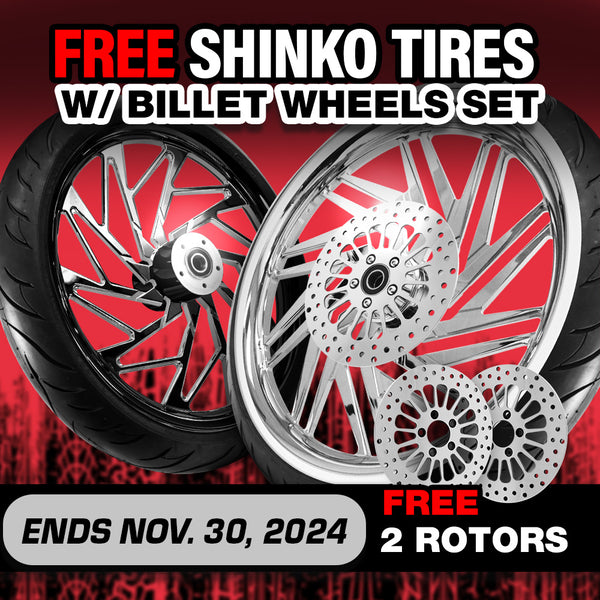 [SALE-NOV] BILLET WHEELS SET+FREE 2 ROTORS+FREE SHINKO TIRES