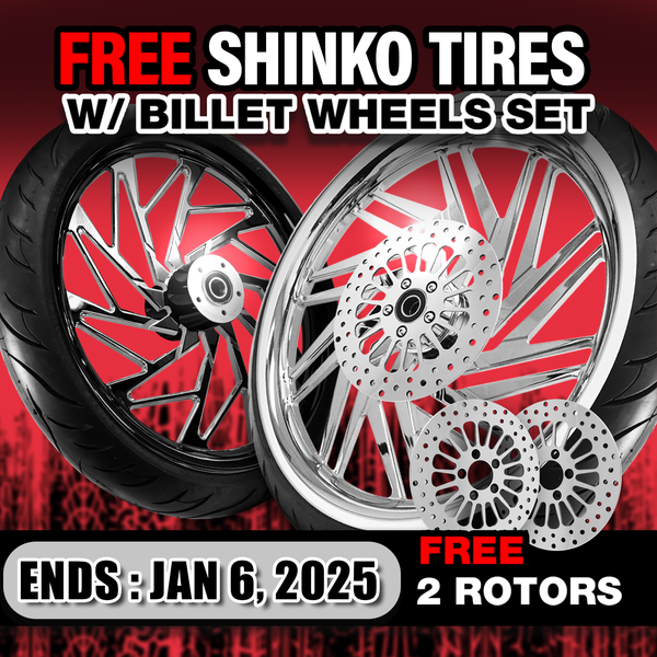 [SALE-DEC] BILLET WHEELS SET+FREE 2 ROTORS+FREE SHINKO TIRES